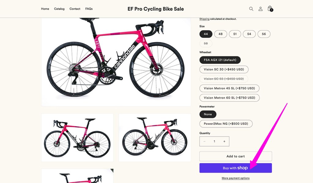 canondale shop pay example